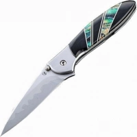 Полуавтоматический складной нож Santa Fe Kershaw Leek, сталь D2/14C28N, рукоять сталь с накладкой из зуба мамонта купить в Королёве