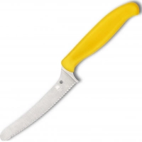 Универсальный кухонный нож Spyderco Z-Cut Serrated Offset Kitchen, сталь CTS™ — BD1 Alloy, рукоять желтый полипропилен купить в Королёве