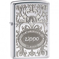 Зажигалка ZIPPO American Classic, латунь с покрытием High Polish Chrome, серебристый, 36х12×56 мм купить в Королёве