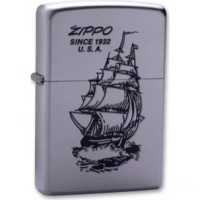 Зажигалка ZIPPO Boat-Zippo Satin Chrome, латунь с ник.-хром. покрыт., сереб., матовая, 36х56х12мм купить в Королёве