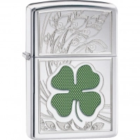 Зажигалка ZIPPO Classic «Клевер» с покрытием High Polish Chrome купить в Королёве