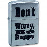 Зажигалка ZIPPO Don`t worry Brushed Chrome, латунь, ник.-хром. покр., серебр., матов., 36х56х12 мм купить в Королёве