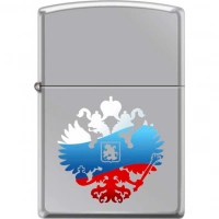 Зажигалка ZIPPO Двуглавый орёл, латунь/сталь с покрытием High Polish Chrome, серебристая, 36x12x56мм купить в Королёве