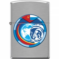 Зажигалка ZIPPO Гагарин с покрытием Brushed Chrome купить в Королёве