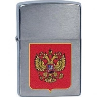 Зажигалка ZIPPO Герб России, латунь с  покрытием Brushed Chrome, серебристый, матовая, 36х12×56 мм купить в Королёве